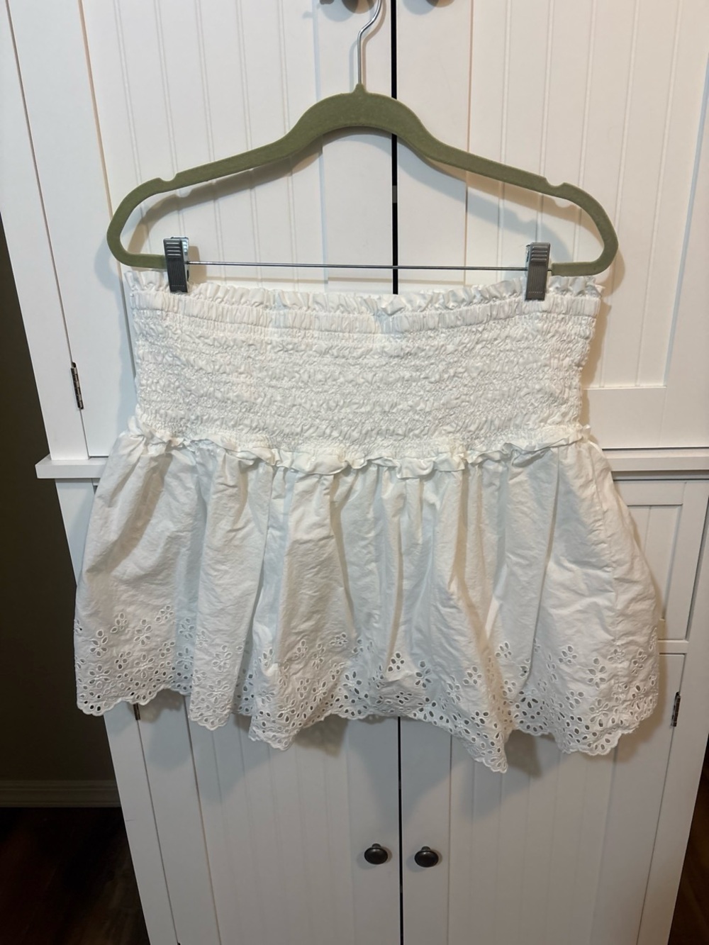 GAP XXL White Eyelet Smocked Mini Skirt Cottagecore Prairie Y2K Balletcore